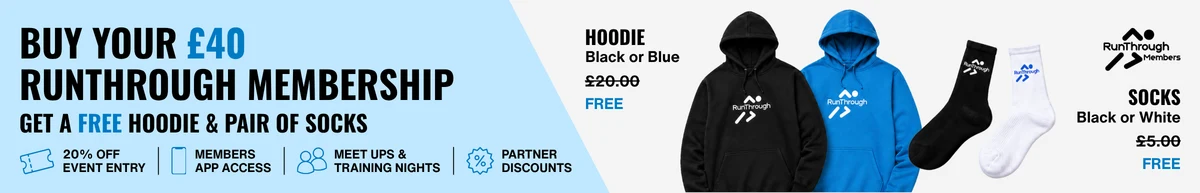 Buy your £40 RunThrough Membership and get a free hoodie and pair of socks